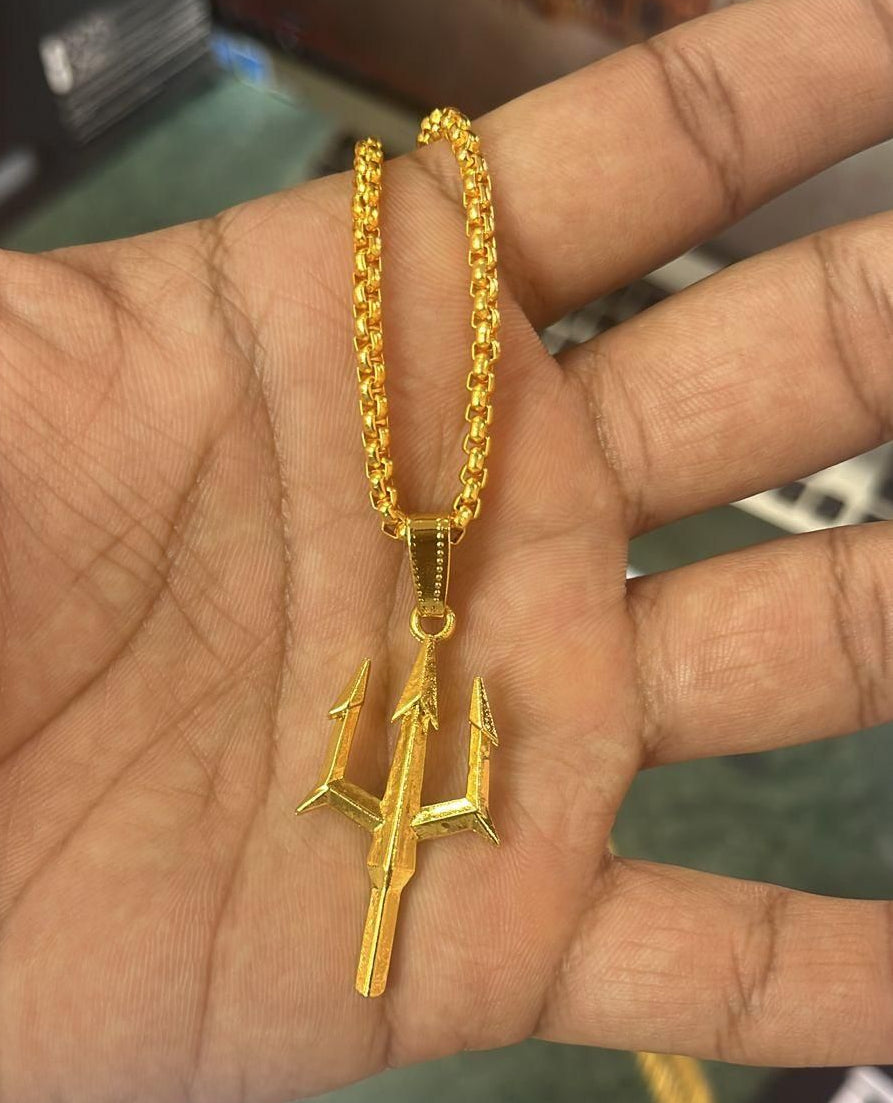 “Divya 24K Gold Plated Trishul Chain”